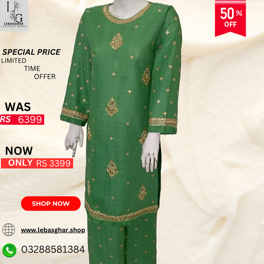 2 PCs Stitched Raad Cotton Embroidered Dress with HAND WORCK